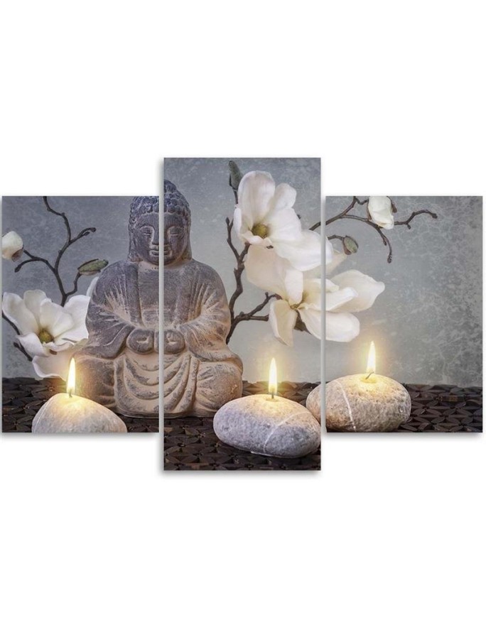 3 piece Canvas print for the office - Buddha and candles | FEEBY