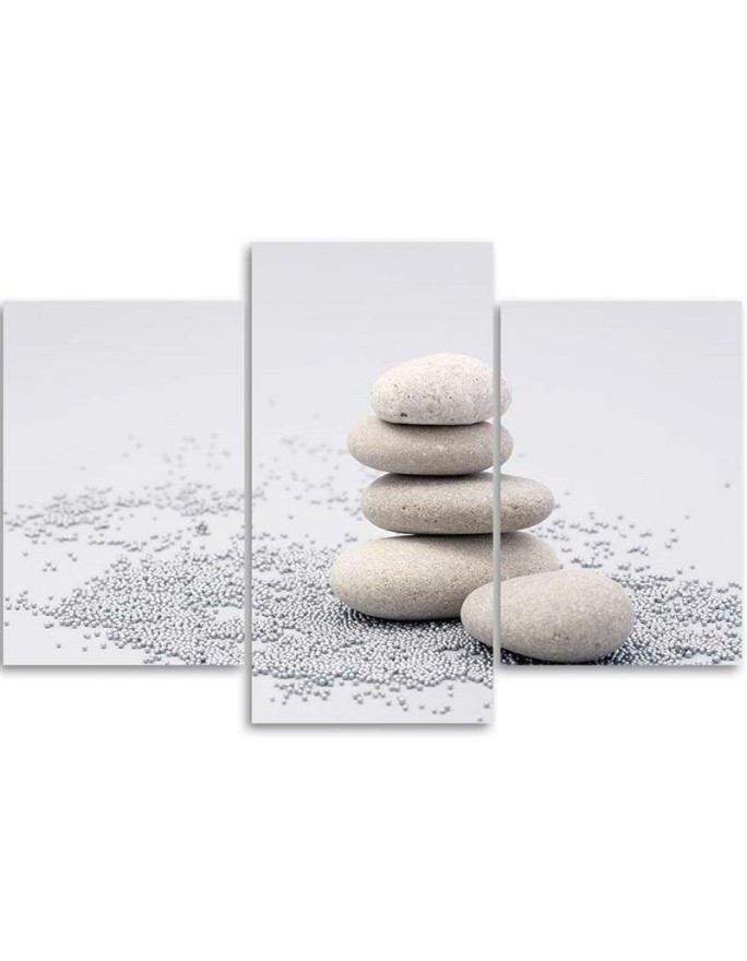 3 piece Canvas painting for spa - Zen Stones painting | FEEBY