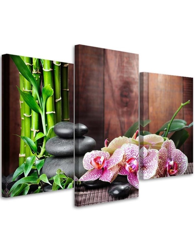 Canvas print for spa - Orchid bamboo stones - Canvas painting | FEEBY