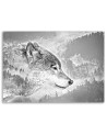 Wolf forest in the fog winter - Wall painting for the living room | FEEBY