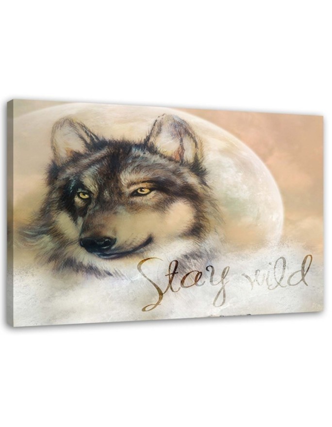 Wolf Stay Wild nature - Canvas painting for living room | FEEBY