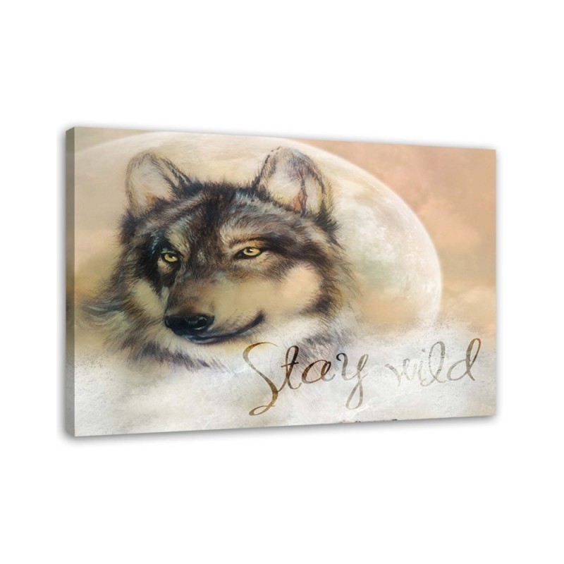 Wolf Stay Wild nature - Canvas painting for living room | FEEBY
