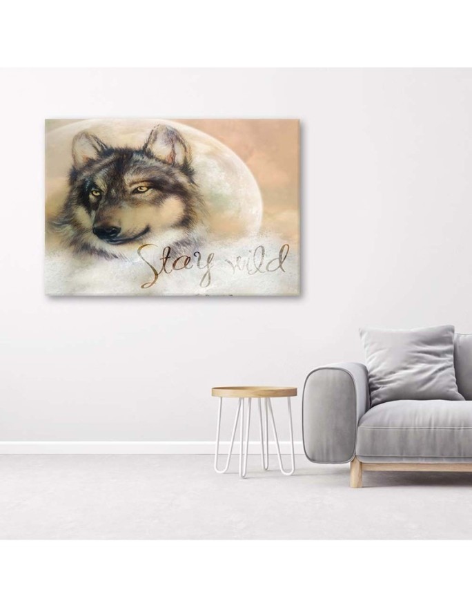 Wolf Stay Wild nature - Canvas painting for living room | FEEBY