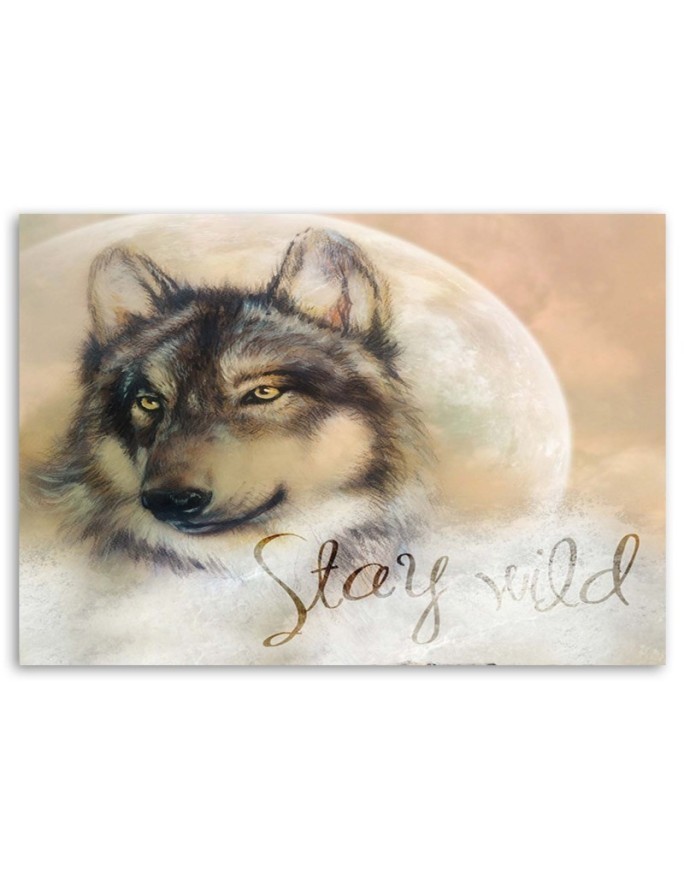 Wolf Stay Wild nature - Canvas painting for living room | FEEBY