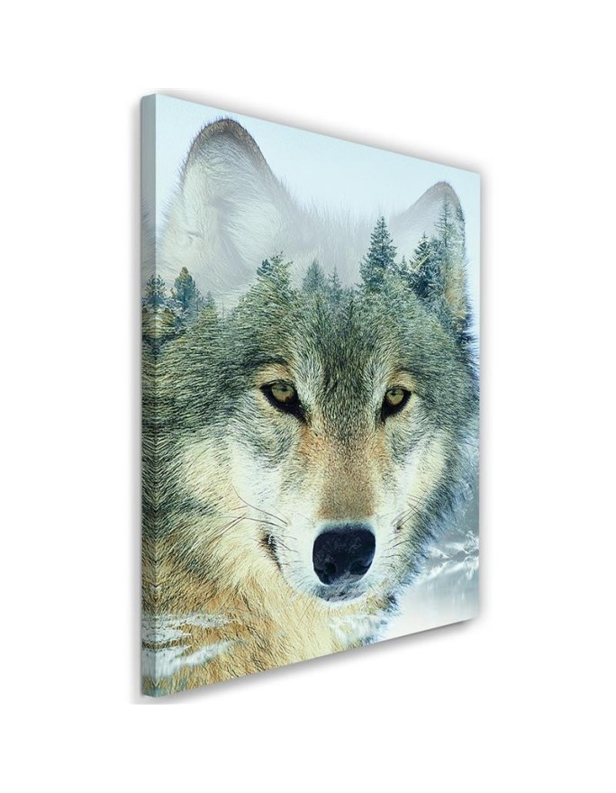 Wolf on the background of the forest - Canvas prints for the living room | FEEBY