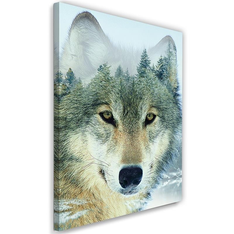 Wolf on the background of the forest - Canvas prints for the living room | FEEBY
