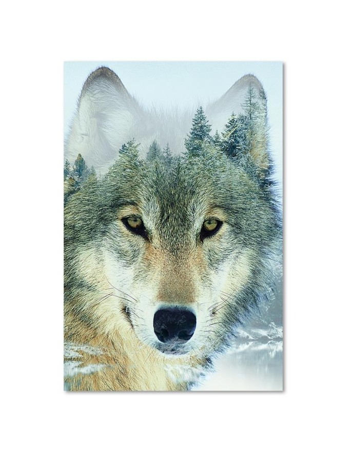 Wolf on the background of the forest - Canvas prints for the living room | FEEBY