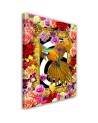 Bedroom wall art painting - Parrot and colourful roses | FEEBY