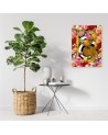 Bedroom wall art painting - Parrot and colourful roses | FEEBY