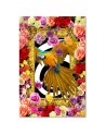 Bedroom wall art painting - Parrot and colourful roses | FEEBY