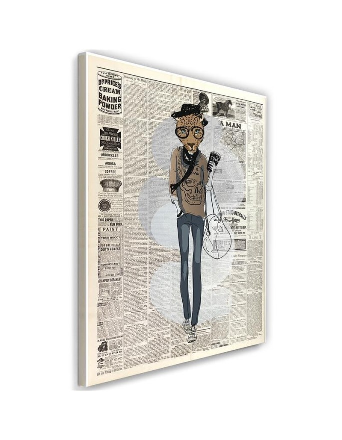 Youth pictures on Canvas  - Leopard hipster newspaper | FEEBY