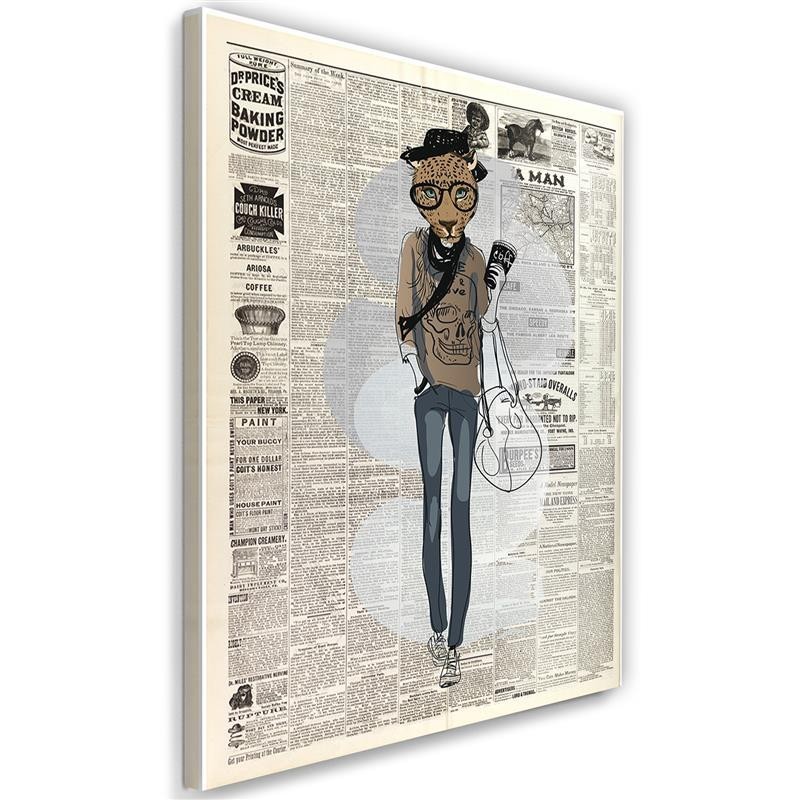 Youth pictures on Canvas  - Leopard hipster newspaper | FEEBY
