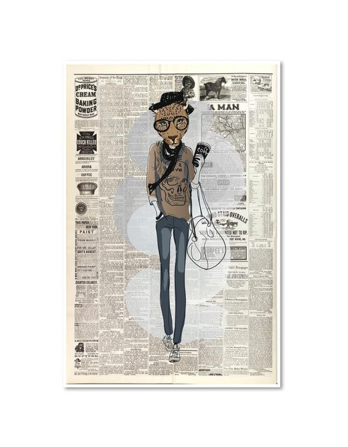 Youth pictures on Canvas  - Leopard hipster newspaper | FEEBY