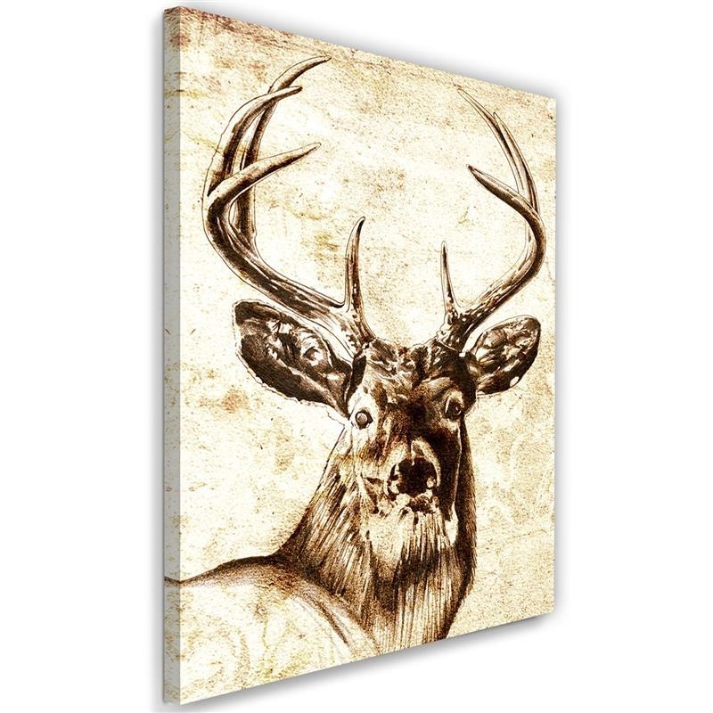 Canvas wall art painting - Painted vintage deer. Buy now| | FEEBY