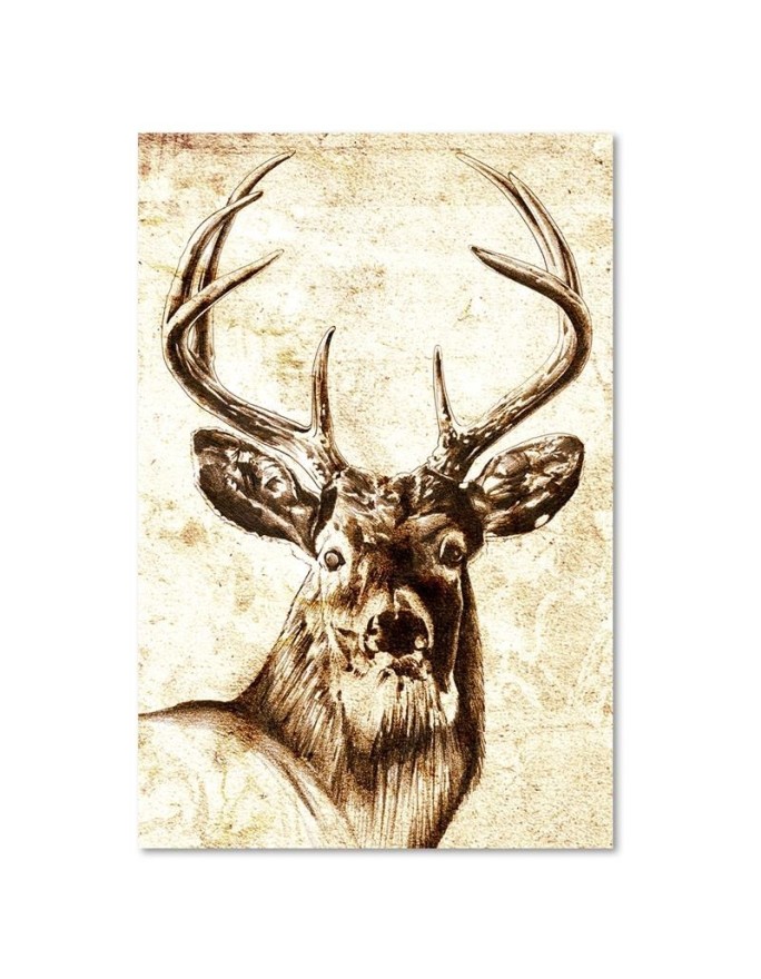Canvas wall art painting - Painted vintage deer. Buy now| | FEEBY