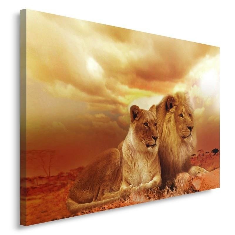 Wall art decoration - Pair of lions - Bedroom painting | FEEBY
