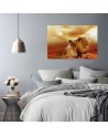 Wall art decoration - Pair of lions - Bedroom painting | FEEBY
