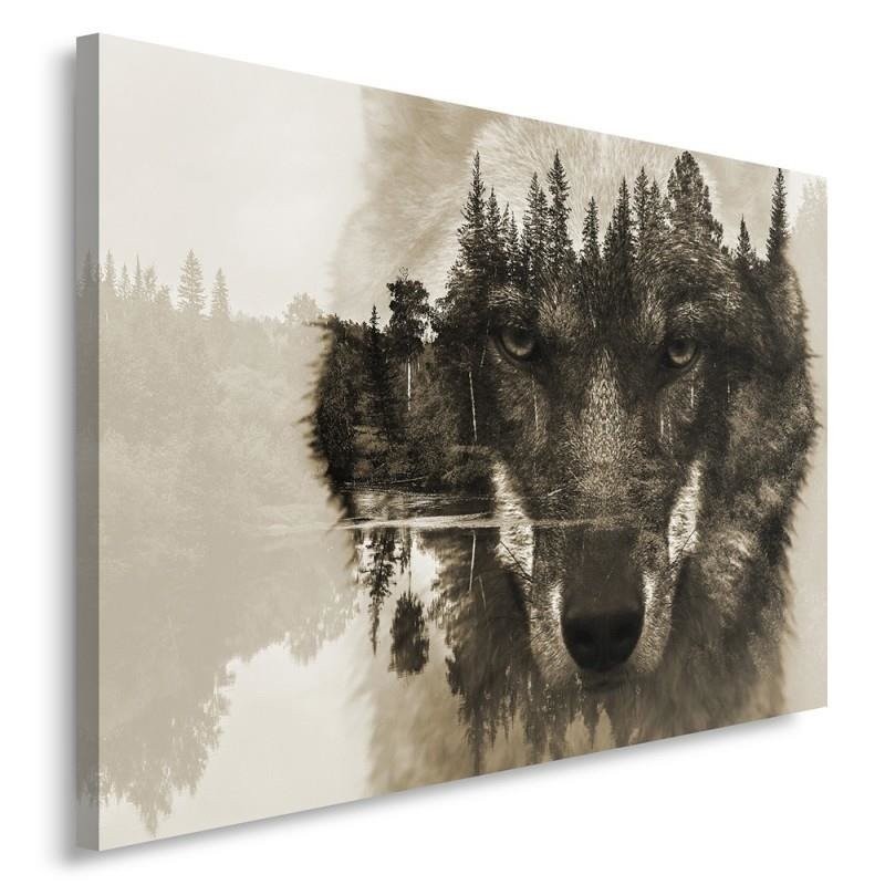 Wall art painting - Wolf against a forest background - Modern Canvas paintings | FEEBY
