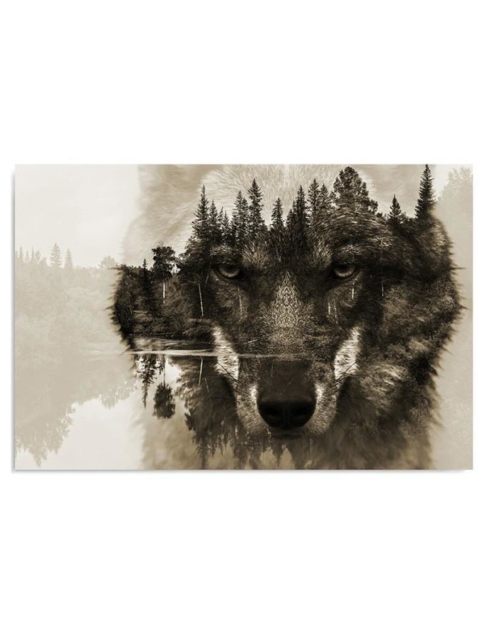 Wall art painting - Wolf against a forest background - Modern Canvas paintings | FEEBY