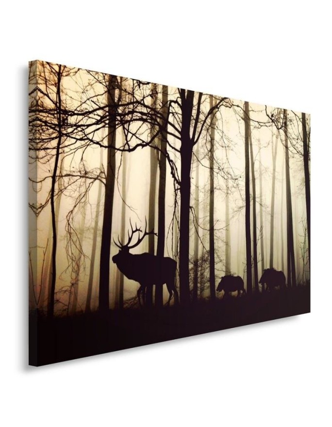 Canvas painting for the living room Animals in the forest deer and wild boar | FEEBY