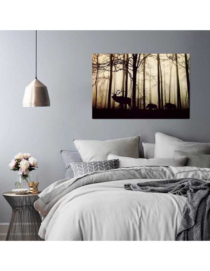 Canvas painting for the living room Animals in the forest deer and wild boar | FEEBY