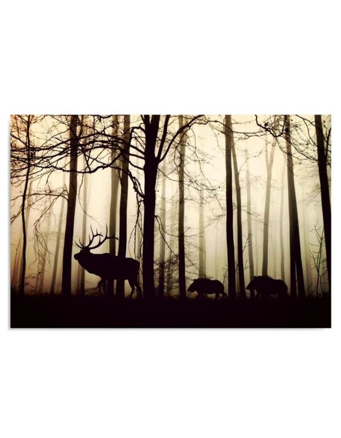 Canvas painting for the living room Animals in the forest deer and wild boar | FEEBY