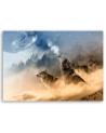 Modern canvas painting - Wolves forest in the mist | FEEBY