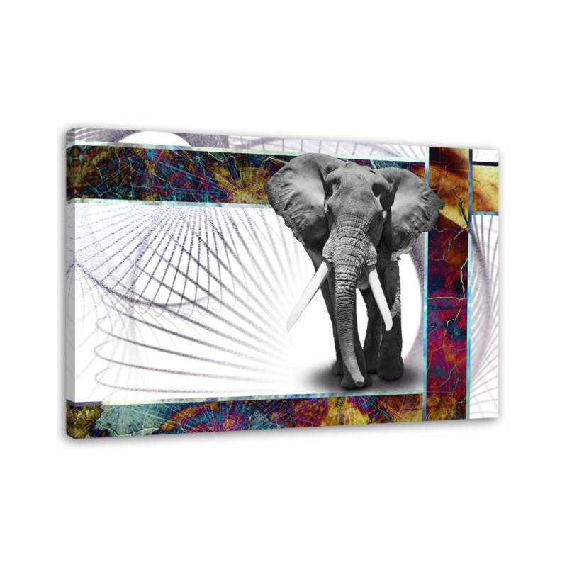 Children's canvas painting - Coloured elephant | FEEBY