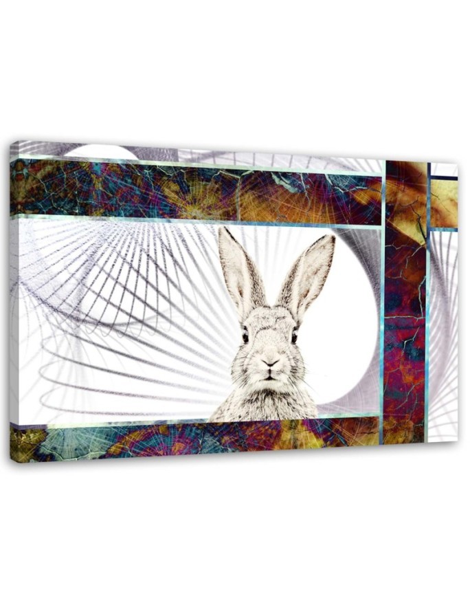 Children's canvas painting - Colourful rabbit for children's room | FEEBY