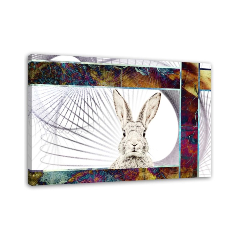 Children's canvas painting - Colourful rabbit for children's room | FEEBY