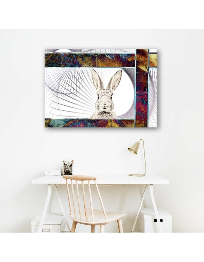 Children's canvas painting - Colourful rabbit for children's room | FEEBY