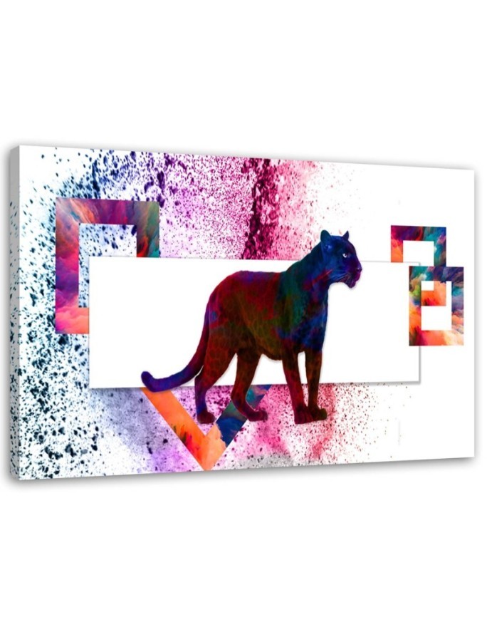Canvas painting - Colourful panther on white background | FEEBY