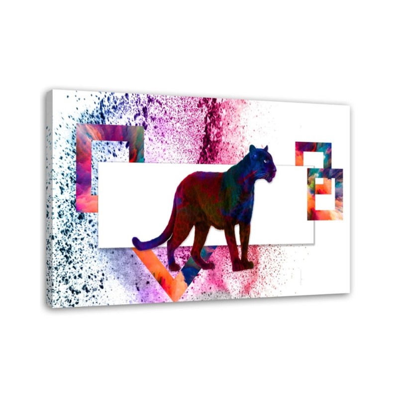 Canvas painting - Colourful panther on white background | FEEBY