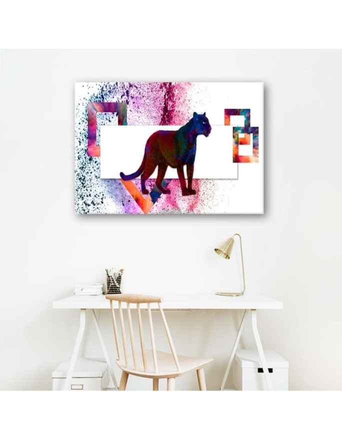 Canvas painting - Colourful panther on white background | FEEBY