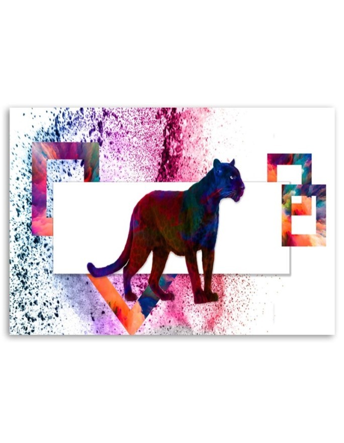 Canvas painting - Colourful panther on white background | FEEBY