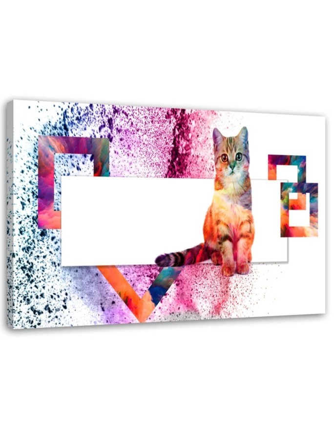 Canvas painting for living room - Cat abstract- Modern | FEEBY