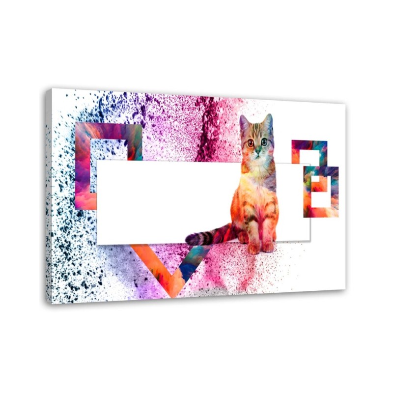 Canvas painting for living room - Cat abstract- Modern | FEEBY