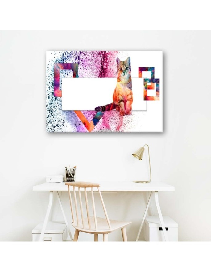 Canvas painting for living room - Cat abstract- Modern | FEEBY