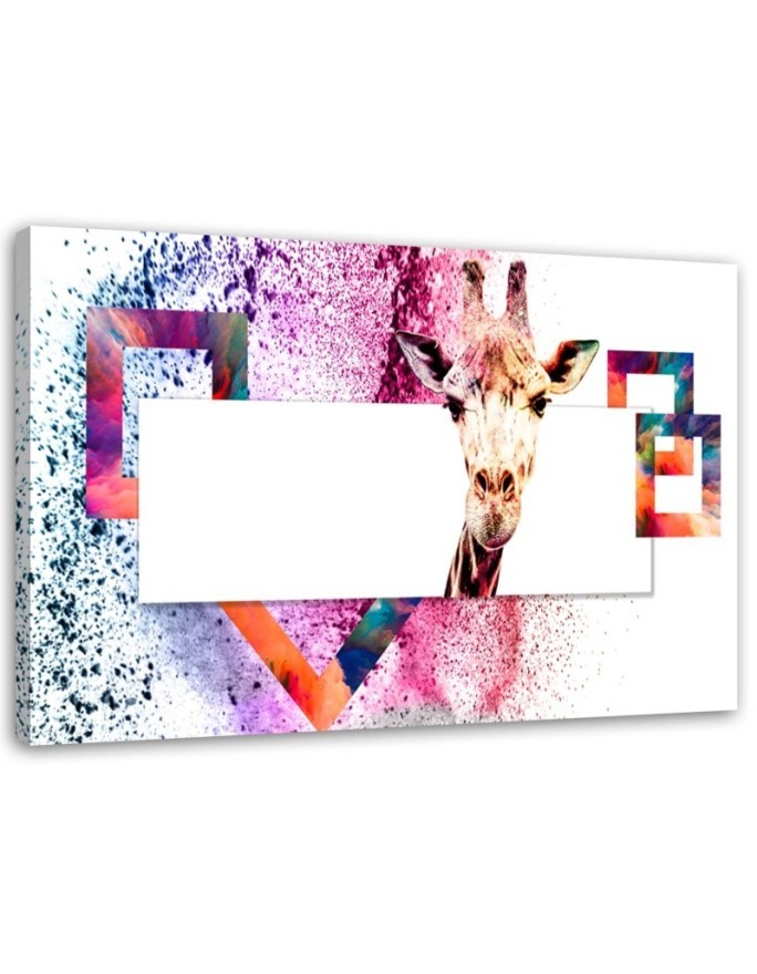 Modern Canvas painting for living room - Colourful giraffe | FEEBY