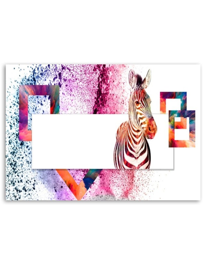 Colourful zebra - Wall art decoration - Canvas painting | FEEBY