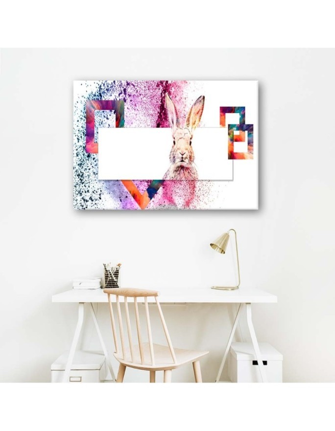 Modern canvas painting - Pink rabbit. Buy now| FEEBY