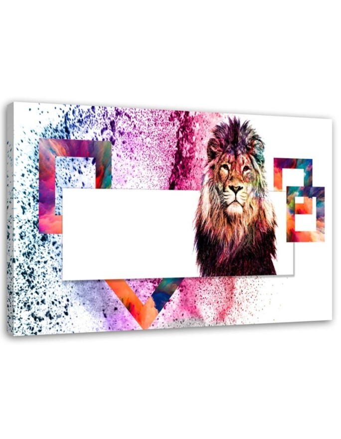 Multicoloured lion on white background - Modern wall art decoration | FEEBY