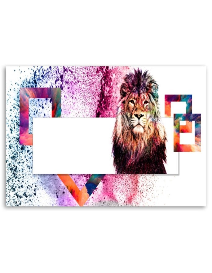Multicoloured lion on white background - Modern wall art decoration | FEEBY