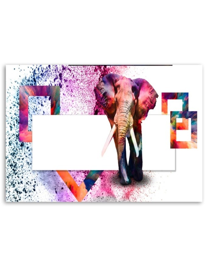 Living room decoration - Multicoloured elephant on white background | FEEBY