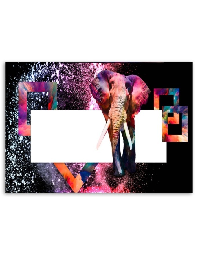 Modern canvas painting - Coloured elephant on black background | FEEBY