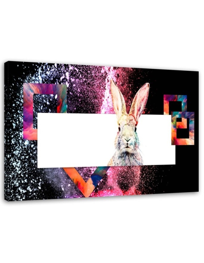 Colourful rabbit abstract - Modern canvas painting | FEEBY