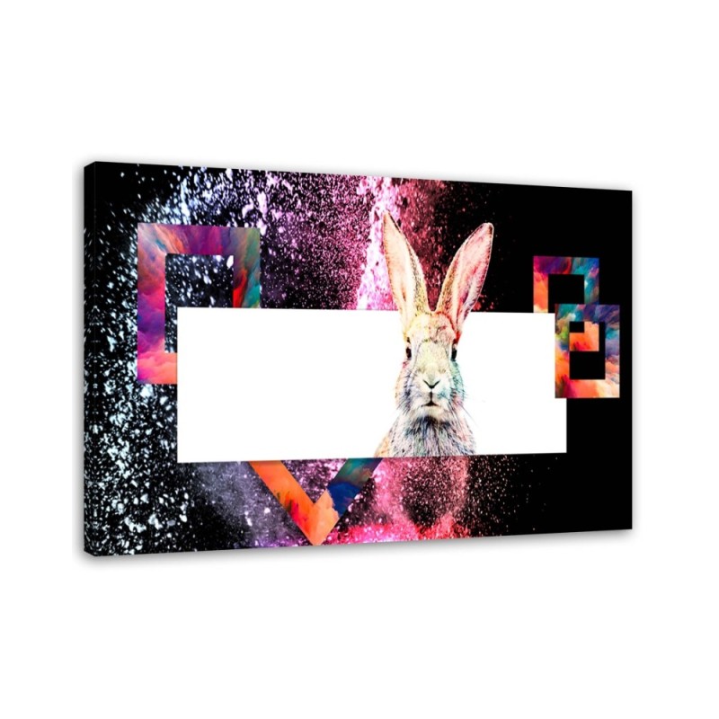 Colourful rabbit abstract - Modern canvas painting | FEEBY