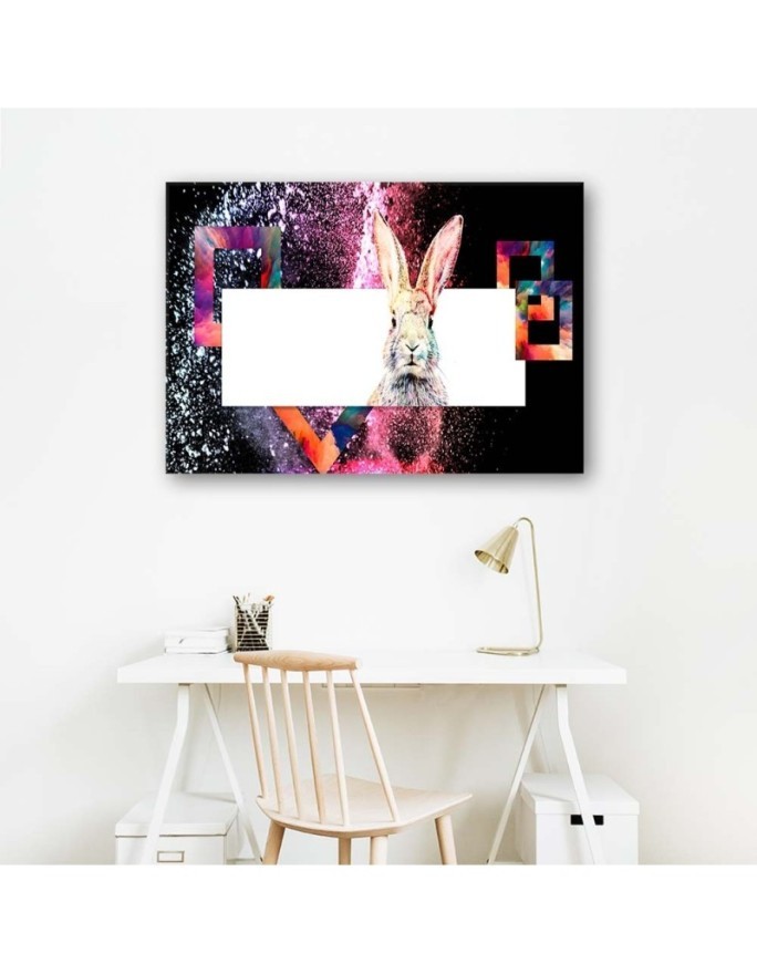 Colourful rabbit abstract - Modern canvas painting | FEEBY