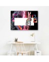 Colourful zebra on black background - Wall art decoration | FEEBY