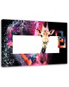 Canvas wall art painting - Colourful giraffe on black background | FEEBY